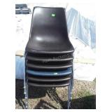 Six Chairs, stackable poly molded seat type, one