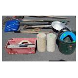 Misc. Lot. Farm Bucket, Electrician Wire Snake, 2