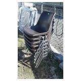 6 Stackable Chairs, poly molded seating, brown