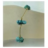 Turquoise beaded bracelet 7in