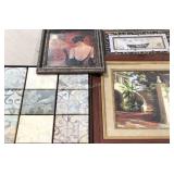 Wall art group, four framed decor prints, collage