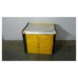 Plastic, sift-sided zippered shipping tote.
