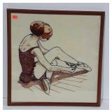Ballerina dancer needlepoint  / crewel picture,