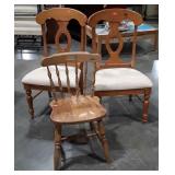 Three Chairs lot, 2 matched Dining types, fabric