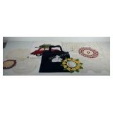 Doilies, throw pillow case, and bag