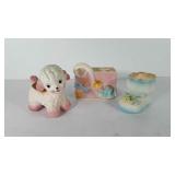 Three ceramic nursery style planters, includes