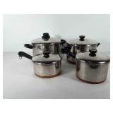 Cookware, revereware pots with lids, includes two