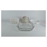 Corning Ware casserole dishes, ceramic coffee