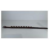 Sleigh bells on leather strap, 37"