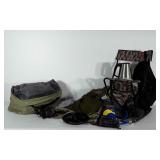 Camping lot: folding seat, bug net, dish set,