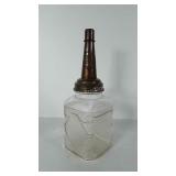 Glass oil bottle with spout and cap by The