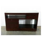 Frosted glass topped server, condition as shown,