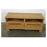 TV stand, two drawers, blonde laminate, drawers