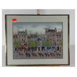 Michael Delacroix folk art style print, framed