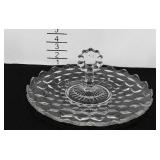 Fostoria glass serving tray with center handle,