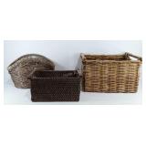 Group of baskets, largest is 21" × 17" × 12",