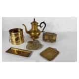 Brass decor group, includes large cricket box,