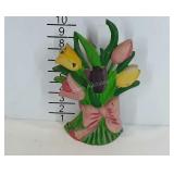 Knobler cast iron painted tulip doorstop, 10"
