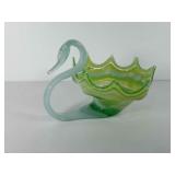 End of the day glass swan, 8" x 9.5"