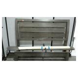 Bed, modern styling in grey color, low footboard,