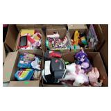 Skid lot: toys, plush dolls, booster seat,