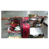 Skid lot: luggage, bunk bed ladder, glassware,