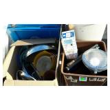 Skid lot: cleaning supplies, books, lamp, recycle