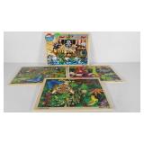 Melissa and Doug wooden puzzles, four, three have