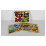 Three Melissa and Doug wooden puzzles, two have