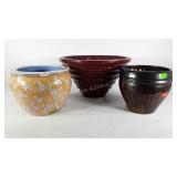 Planters, ceramic Asian style fish bowl, glazed