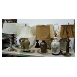 Group of table lamps, one chandelier SELLER CODE