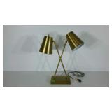 Brass look table lamp, braided cord as shown, 21"