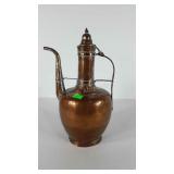 Copper Turkish style coffee pot, stands 16" tall,