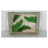 Tropical leaf design serving tray, 15x11