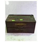 Small 2 drawer metal advertising organizer,