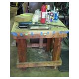 Wooden shop work table, 27 x 32 top x 33" high,