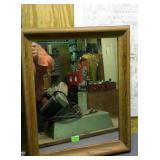 Yellow pine framed wall mirror, 17 x 21" and
