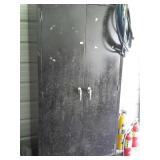 Black metal double door shop storage cabinet