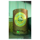 Cardboard barrel container advertising for Swan