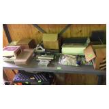 Shelf lot of hardware, aluminum rods, small