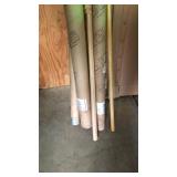 Group lot, four cardboard mailing tubes, wood
