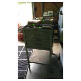 Early industrial metal portable shop cabinet with