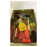 Box flat advertising, ice scrappers, receipt