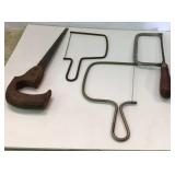 Saw lot, 3 older coping saws and dry wall saw