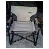Coleman folding camping chair with food tray on