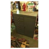 Gray industrial metal organizer cabinet door to