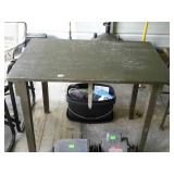 Green military folding field table, all wood made