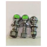 Three trailer receiver balls, two 1-7/8, and one