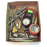 Pneumatic fittings lot, air hose, tire guages, 2