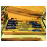 Maples set of eight wood chisels in wood case